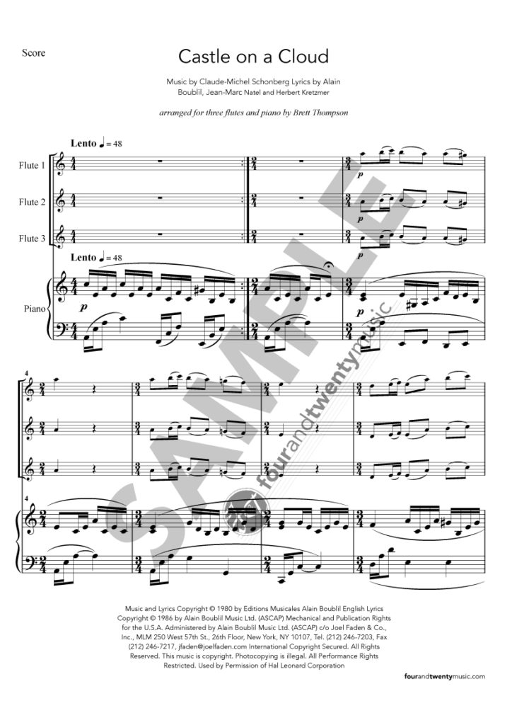 Castle on a Cloud - Alain | Boublil (digital sheet music) - Four and ...